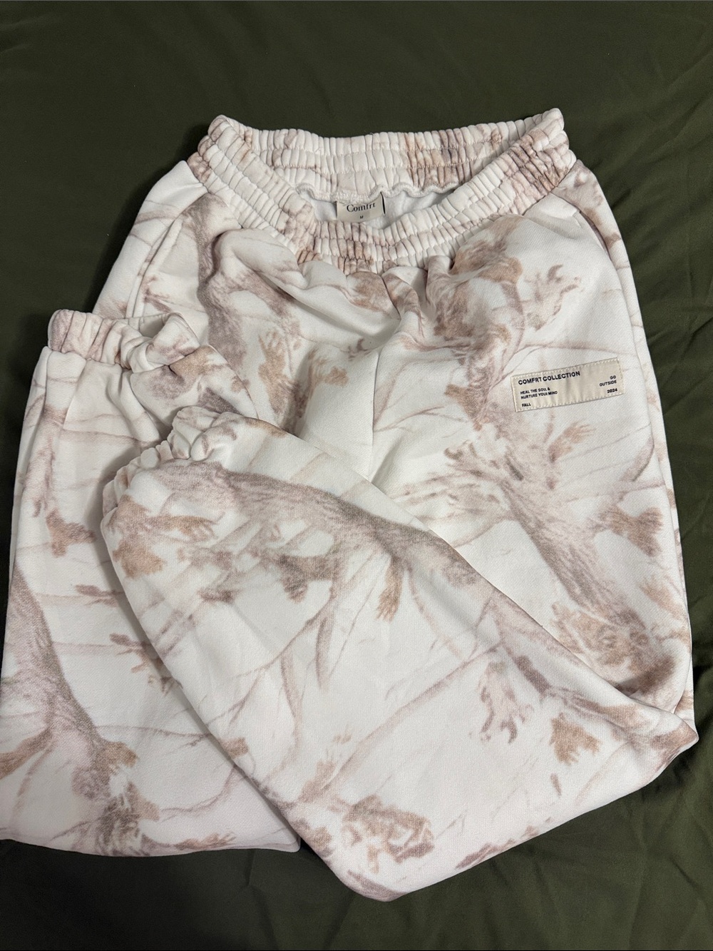 Comfort Collection Tie-Dye Joggers - Cream & Brown